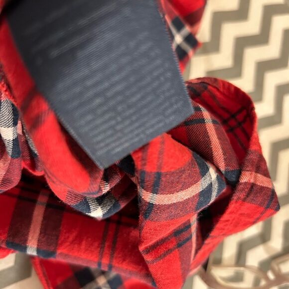 Women's Red Plaid Button-Up Shirt - Picture 7 of 7